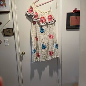 Anthropologie Plenty by Tracy Reese Embroidered Flower Shoulder MIDI Dress